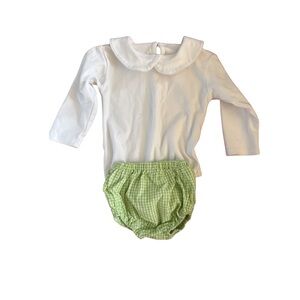Peter Pan Collar with White and Green Bloomers Kids Outfit